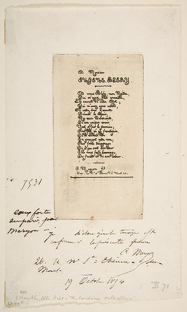 Charles Meryon, Vers a Eugène Bléry, No 2 (Verses dedicated to Eugène Bléry, No 2)