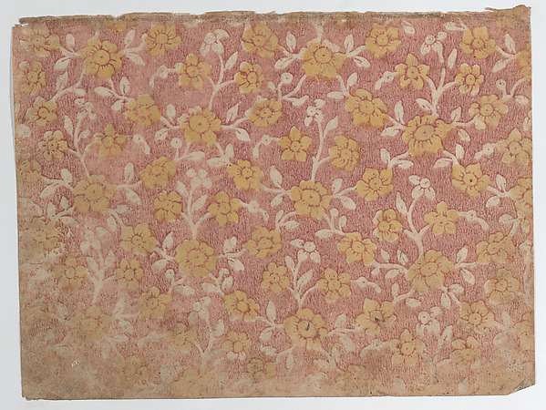 Anonymous, Sheet with yellow floral pattern