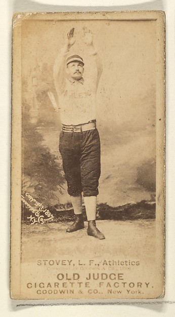 Goodwin & Company, Stovey, Left Field, Philadelphia Athletics, from the Old Judge series (N172) for Old Judge Cigarettes