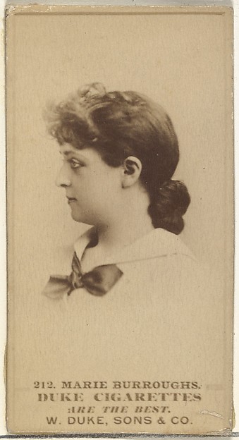 W. Duke, Sons & Co., Card Number 212, Marie Burroughs, from the Actors and Actresses series (N145-7) issued by Duke Sons & Co. to promote Duke Cigarettes