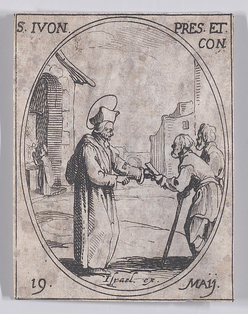 Jacques Callot, S. Yves, prêtre et confesseur (St. Ivo, Priest and Confessor), May 19th, from "Les Images De Tous Les Saincts et Saintes de L'Année" (Images of All of the Saints and Religious Events of the Year)