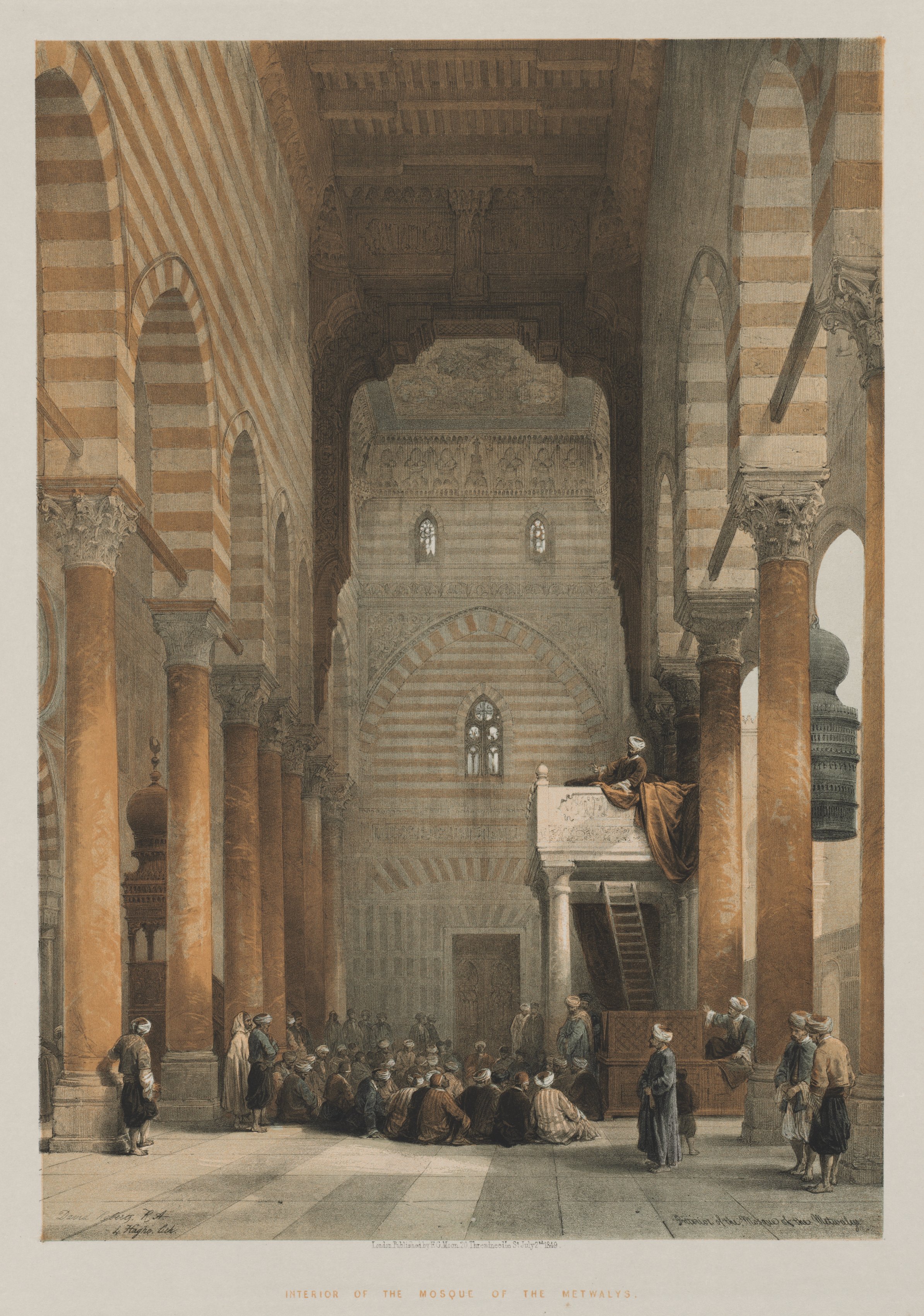 Louis Haghe, Egypt and Nubia, Volume III: Interior of the Mosque of the Metwalys