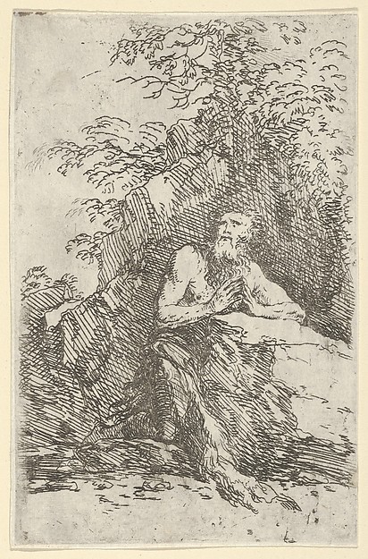 Salvator Rosa, Praying male penitent in the wilderness