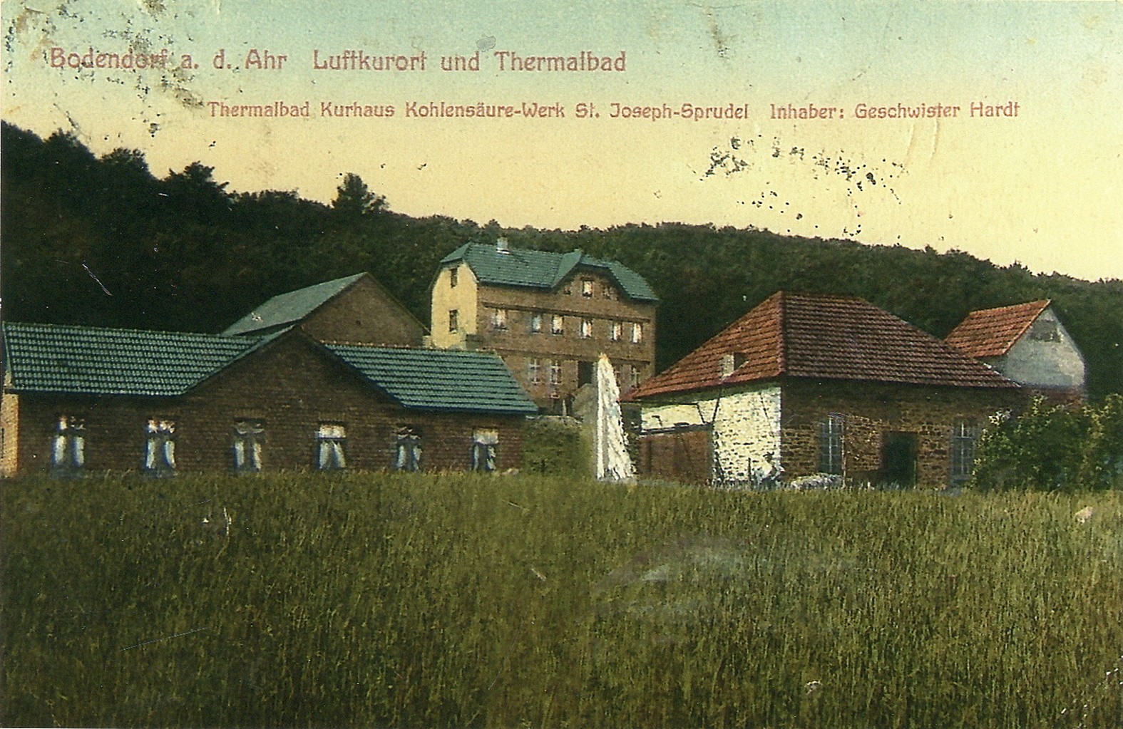 Unknown artist, Foto des Kurhotel Bodendorf mit Bäderhaus und Kohlensäurewerk
