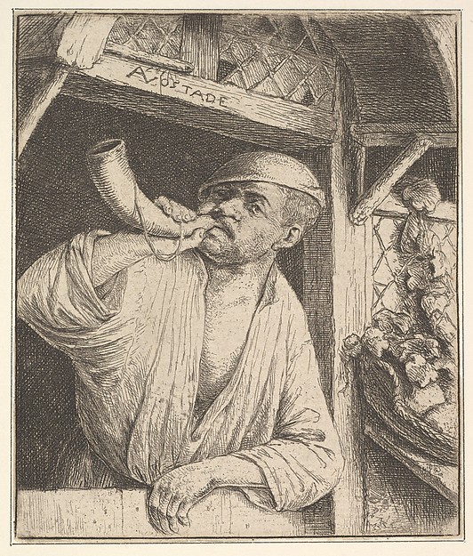 Adriaen van Ostade, Baker Blowing Horn
