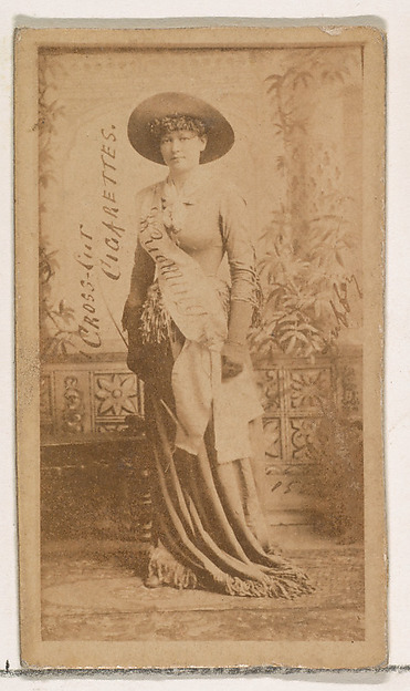 W. Duke, Sons & Co., Unknown actress wearing broad white sash, from the Actors and Actresses series (N145-1) issued by Duke Sons & Co. to promote Cross Cut Cigarettes