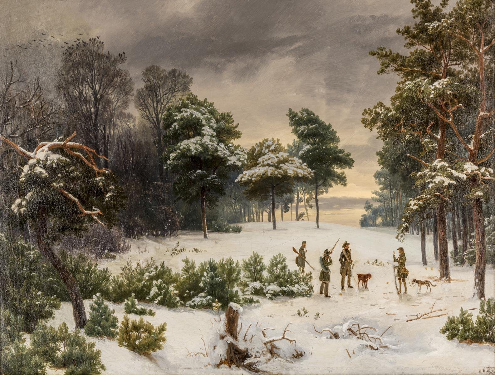 Carl Krüger (Maler), Winterlandschaft mit Jägern