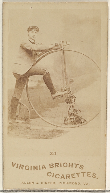 Allen & Ginter, Card 34, from the Girl Cyclists series (N49) for Virginia Brights Cigarettes