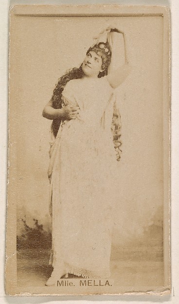Kinney Brothers Tobacco Company, Mlle. Mella, from the Actresses series (N245) issued by Kinney Brothers to promote Sweet Caporal Cigarettes
