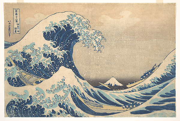 Katsushika Hokusai, Under the Wave off Kanagawa (Kanagawa oki nami ura), also known as The Great Wave, from the series Thirty-six Views of Mount Fuji (Fugaku sanjūrokkei)