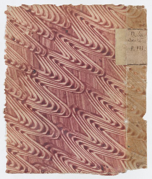 Anonymous, Red paste paper book cover with curved line design
