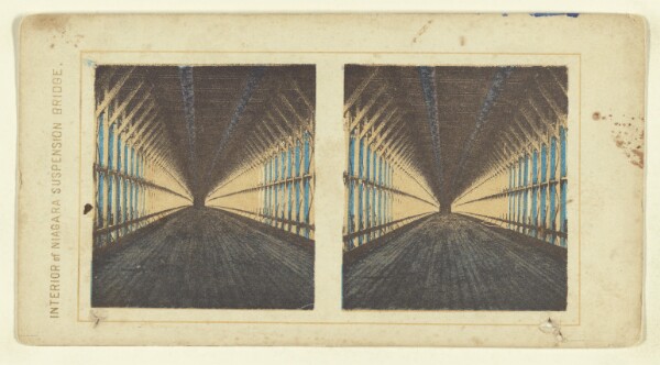 London Stereoscopic and Photographic Company, Interior of the Niagara Suspension Bridge (recto); View of Vineyard Haven (verso)