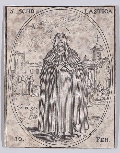 Jacques Callot, Ste. Scholastique (St. Scholastica), February 10th, from "Les Images De Tous Les Saincts et Saintes de L'Année" (Images of All of the Saints and Religious Events of the Year)