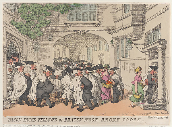 Thomas Rowlandson, Bacon Faced Fellows of Brazen Nose, Broke Loose