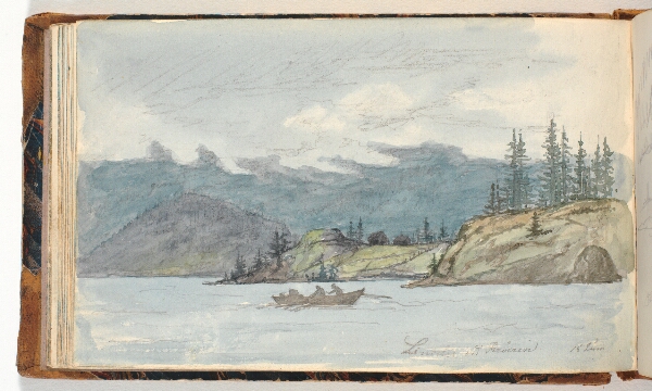 Martinus Rørbye, Fjordlandskab med robåd. Fjorden Krøderen, Norge