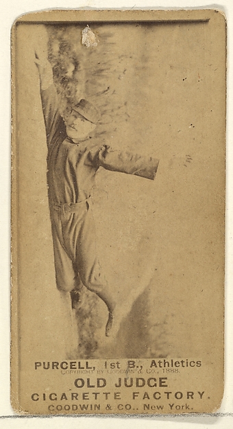 Goodwin & Company, Purcell, 1st Base, Philadelphia Athletics, from the Old Judge series (N172) for Old Judge Cigarettes
