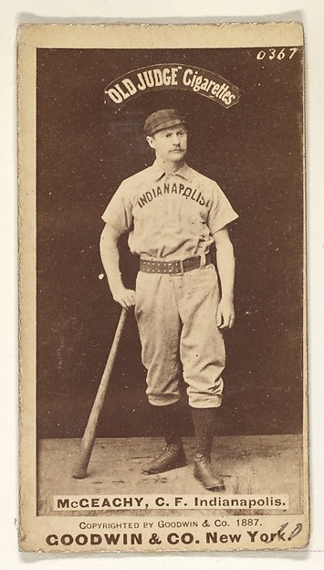 Goodwin & Company, Jack McGeachey, Center Field, Indianapolis, from the Old Judge series (N172) for Old Judge Cigarettes