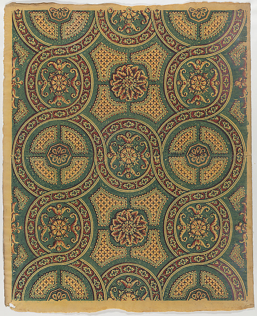 Anonymous, Sheet with a running circles pattern with rosettes