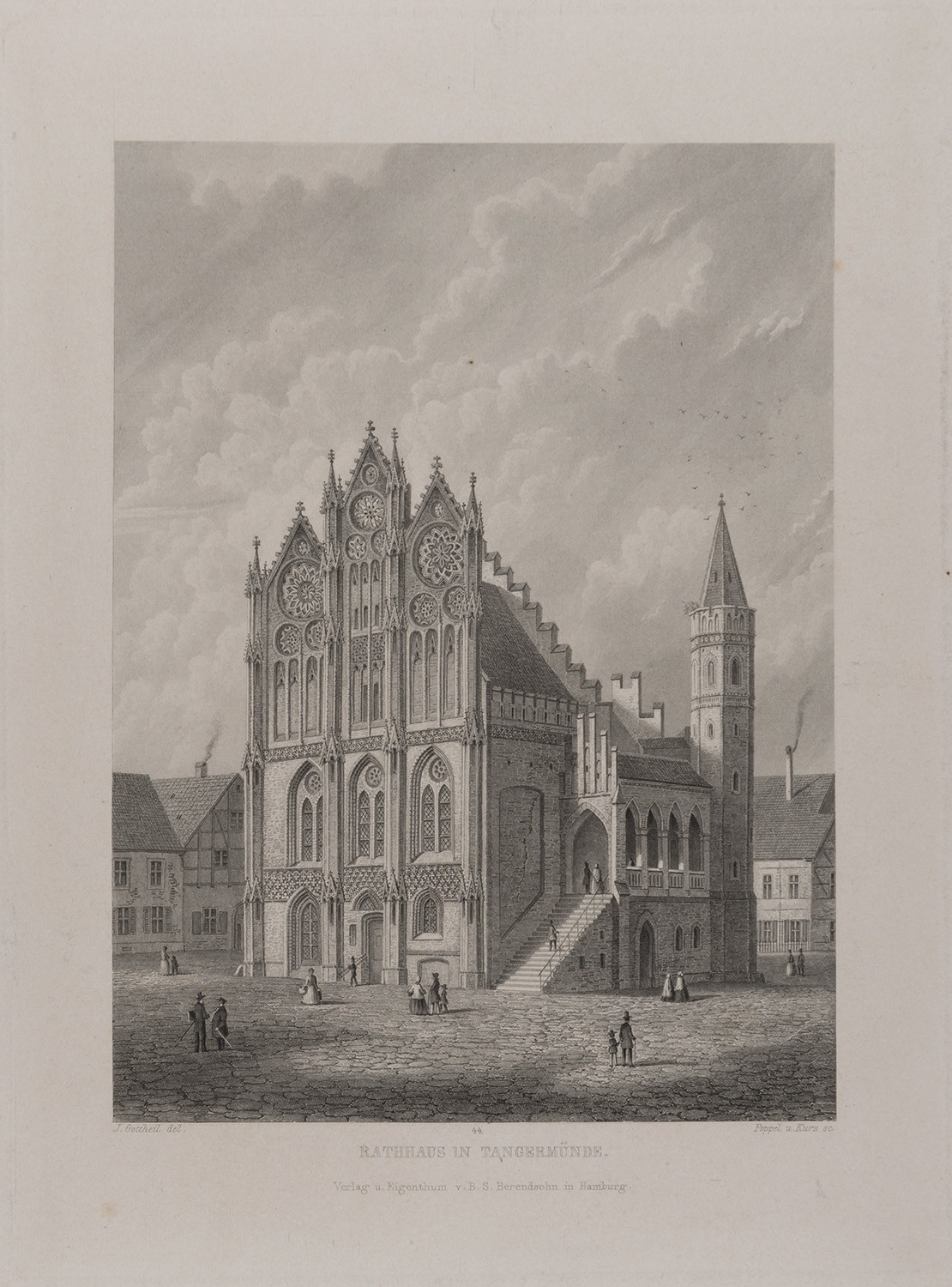 B. S. Berendsohn (Hamburg), Tangermünde: Rathaus von Nordosten (Brandenburgisches Album, Blatt 44)