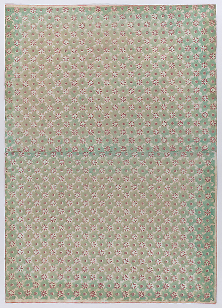 Anonymous, Sheet with overall floral and dot pattern