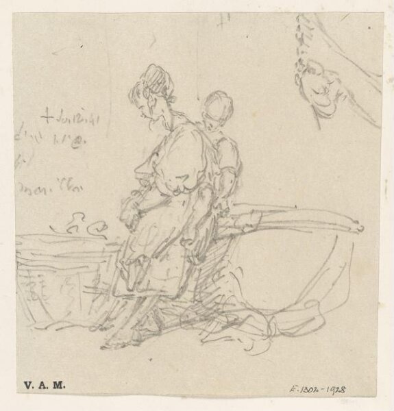 George Chinnery, Two figures standing by large baskets
