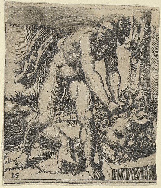 Marcantonio Raimondi, David with the head of Goliath