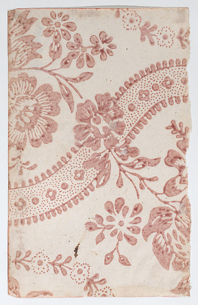Anonymous, Sheet with overall red floral pattern