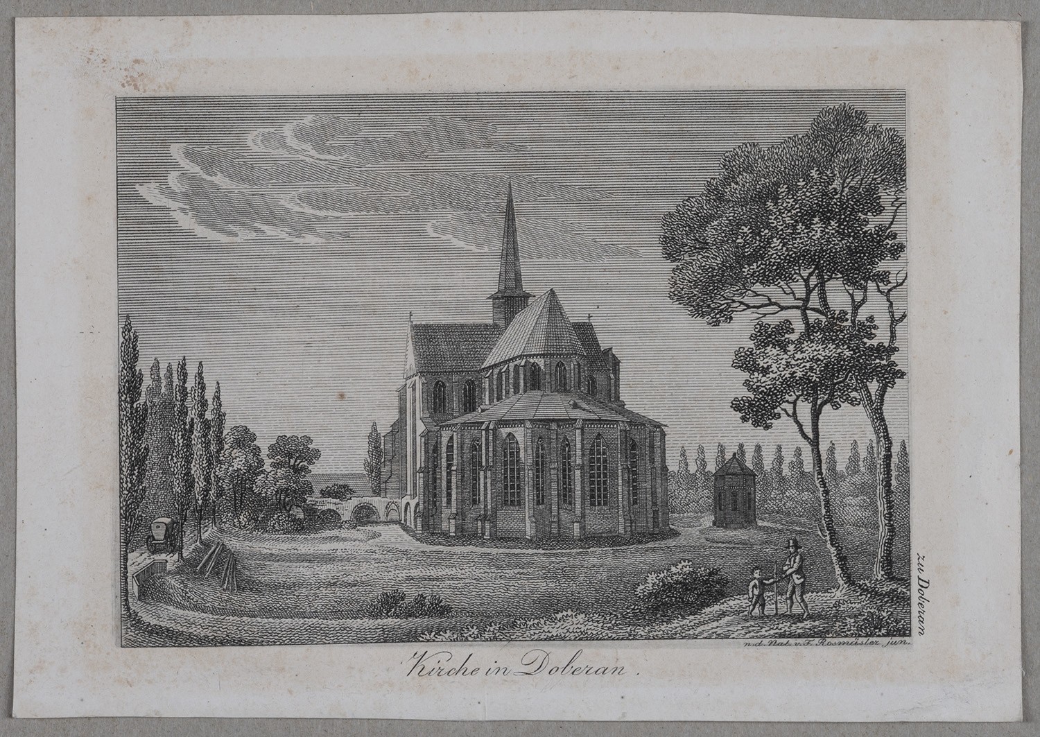 Friedrich Roßmäßler, Doberan (Mecklenburg): Kirche von Osten aus der Ferne