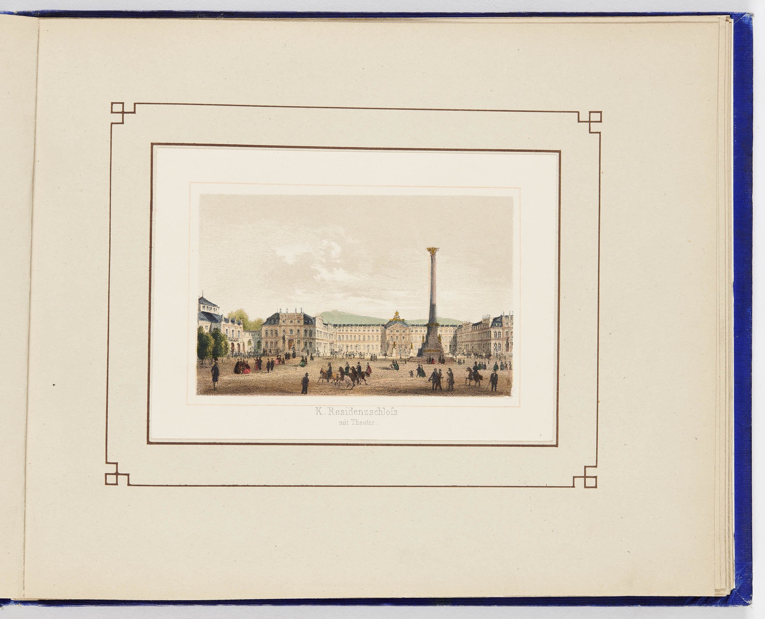 Adam Gatternicht, "Album von Stuttgart und Umgebung" - Blatt 2: K. Residenzschloss mit Theater