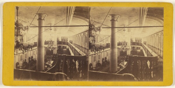 Edward and Henry T. Anthony & Co., Saloon of the Steamer "Bristol," from midships looking Aft.