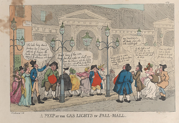 Thomas Rowlandson, A Peep at the Gas Lights in Pall-Mall