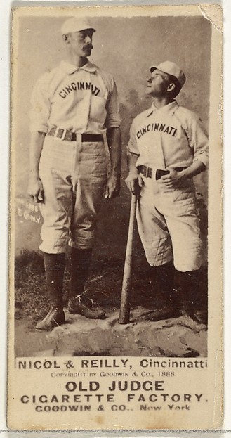 Goodwin & Company, Hugh N. "Little Nick" Nicol and John Good "Long John" Reilly, Cincinnati, from the Old Judge series (N172) for Old Judge Cigarettes