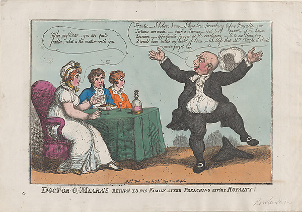 Thomas Rowlandson, Doctor O'Meara's Return to His Family After Preaching Before Royalty