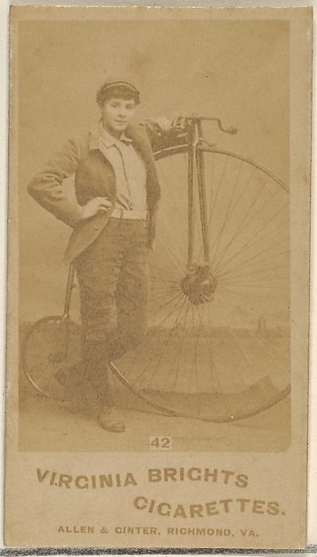 Allen & Ginter, Card 42, from the Girl Cyclists series (N49) for Virginia Brights Cigarettes