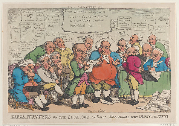 Thomas Rowlandson, Libel Hunters on the Lookout, or Daily Examiners of the Liberty Press