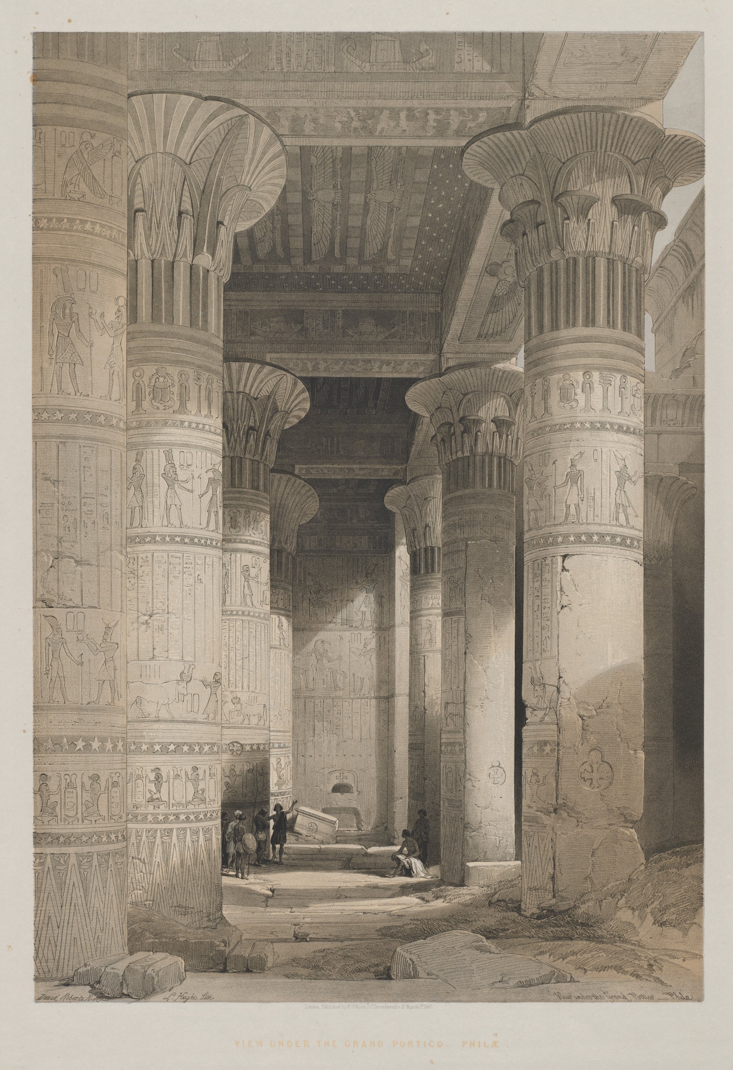 Louis Haghe, Egypt and Nubia, Volume I: View Under the Grand Portico of the Temple, Philae