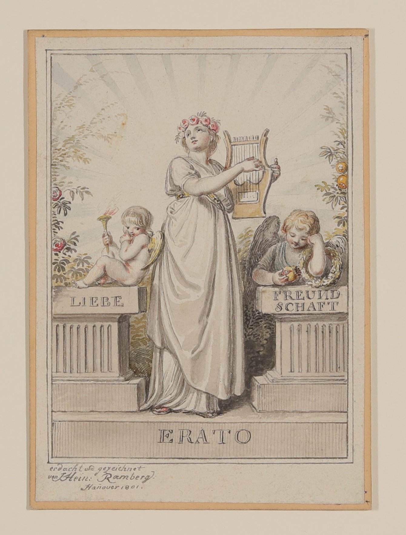 Johann Heinrich Ramberg, Die Muse Erato [Vorzeichnung zum Titelblatt für das "Taschenbuch der Liebe und Freundschaft gewidmet" 1803]