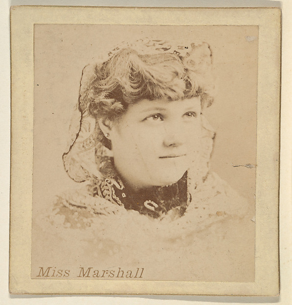 Kinney Brothers Tobacco Company, Miss Marshall, from the Actresses series (N246), Type 2, issued by Kinney Brothers to promote Sporting Extra Cigarettes