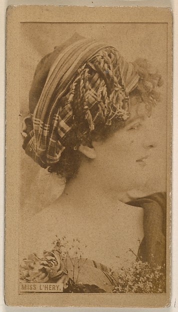 Kinney Brothers Tobacco Company, Miss L'Hery, from the Actresses series (N245) issued by Kinney Brothers to promote Sweet Caporal Cigarettes