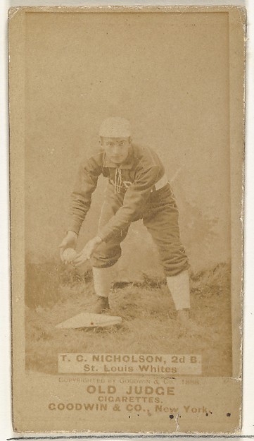Goodwin & Company, Nicholson, 2nd Base, St. Louis Whites, from the Old Judge series (N172) for Old Judge Cigarettes