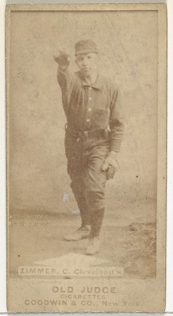 Goodwin & Company, Charles Louis "Chief" Zimmer, Catcher, Cleveland, from the Old Judge series (N172) for Old Judge Cigarettes