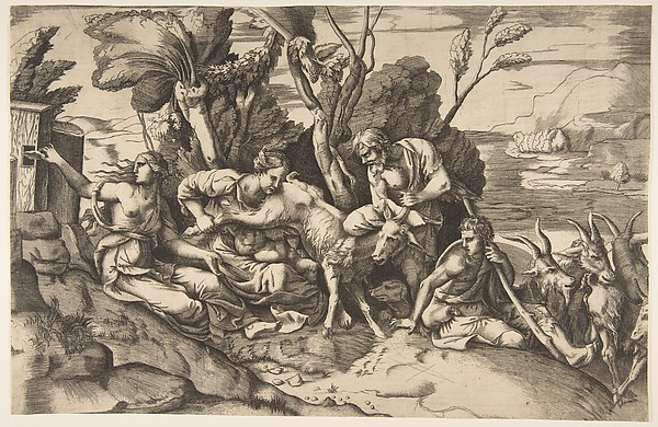 Giulio Bonasone, Jupiter suckled by the goat Amalthea