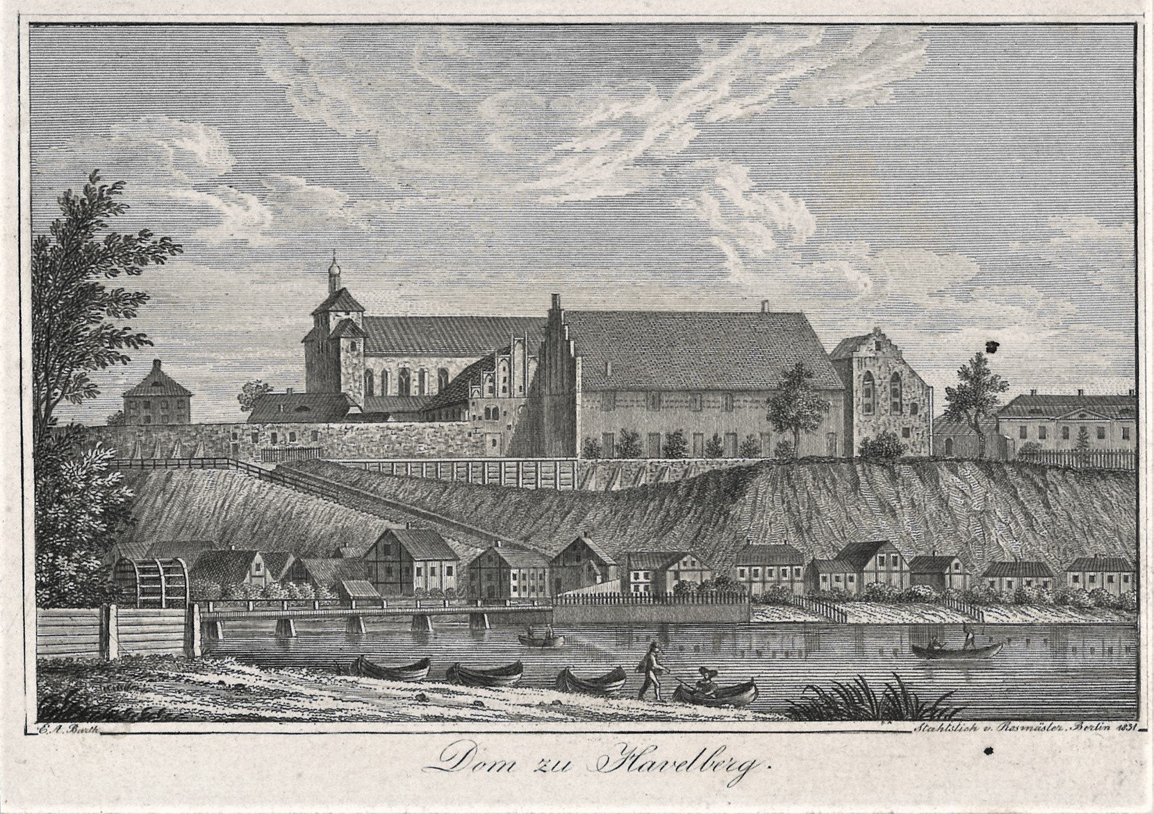 Friedrich Roßmäßler, Havelberg: Stadt mit Dom von Süden über die Havel
