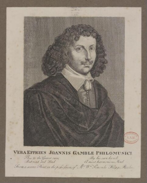 Unknown, Vera Effigies Joannis Gamble Philomusici