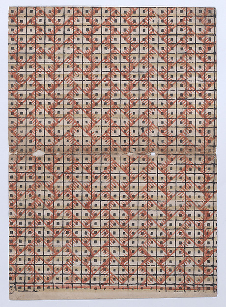 Anonymous, Book cover with overall grid pattern with geometric designs