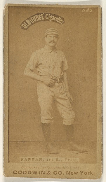 Goodwin & Company, Sidney Douglas Farrar, 1st Base, Philadelphia, from the Old Judge series (N172) for Old Judge Cigarettes