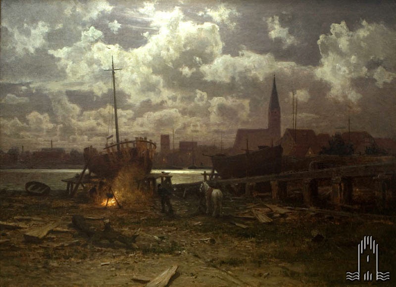 Walter Moras, Mondschein über Anklam, Walter Moras 1882, nebst Rahmen