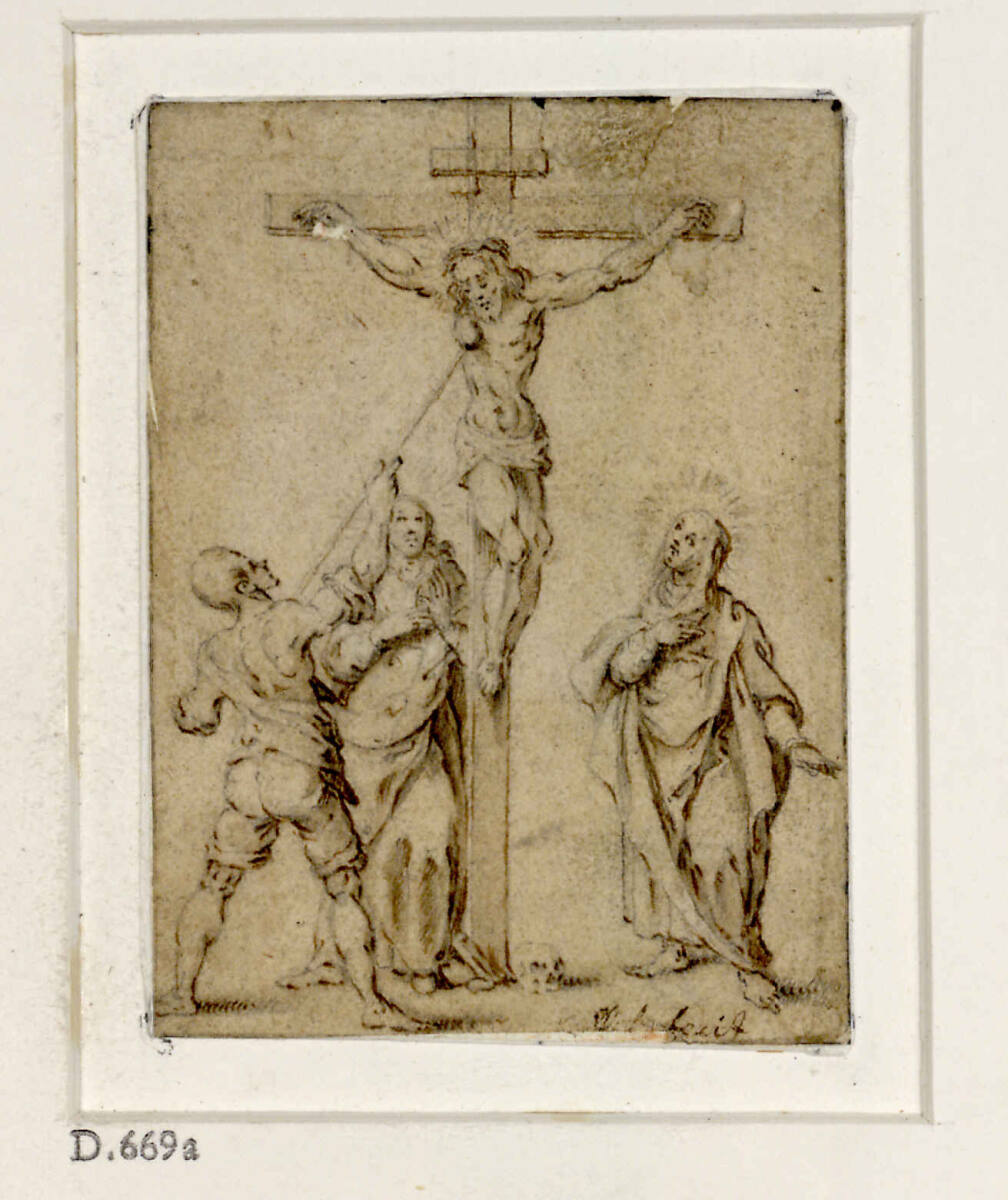 Anonym, Christus am Kreuz mit Maria, Johannes und dem Hauptmann