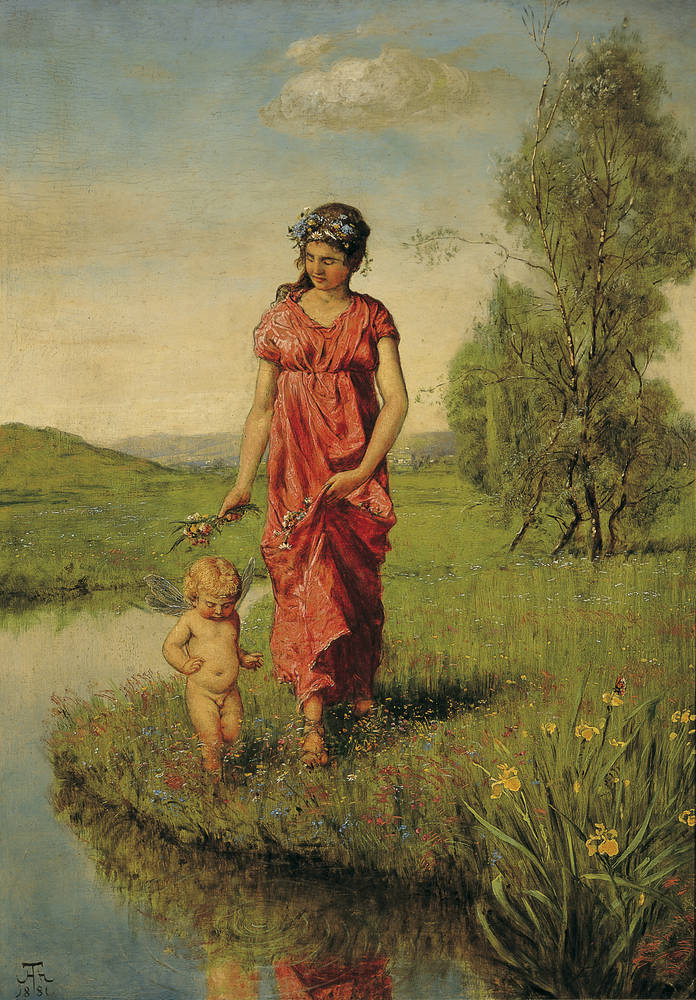 Hans Thoma, Girl with amoret Flora