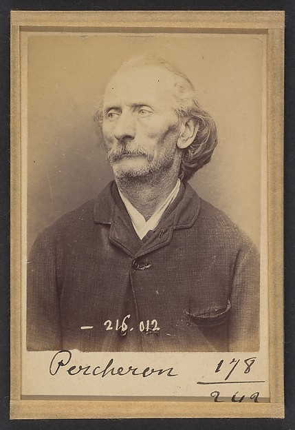 Alphonse Bertillon, Percheron. Auguste. 56 ans, né à Poitier (Nièvre). Écrivain public. Anarchiste. 21/3/94.